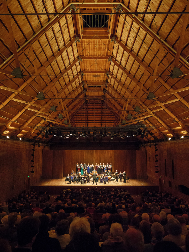 Chamber orchestera and soloist in Snape Maltings Concert Hall.