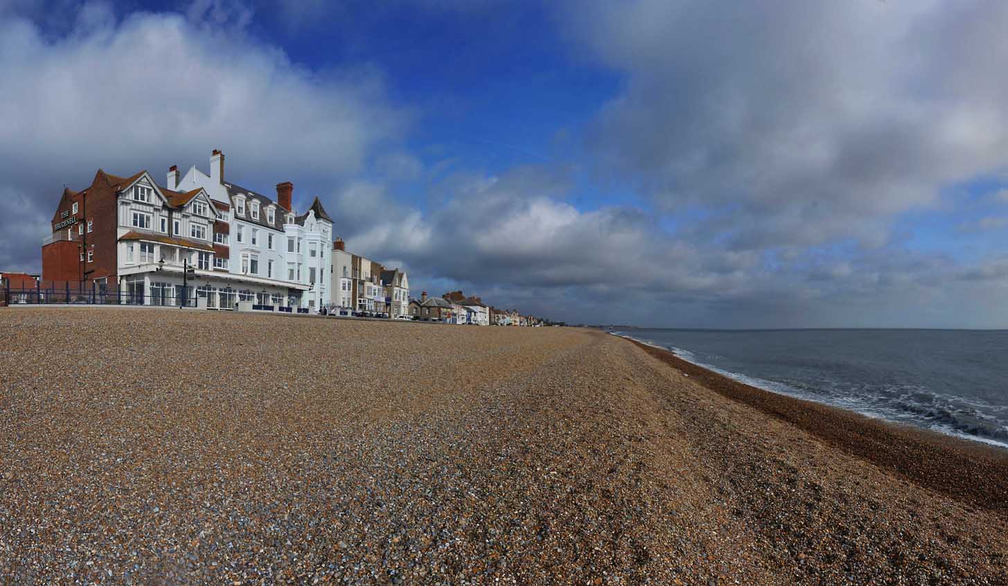 Exterior view of the Hotel Brudenell on Aldeburgh Beach