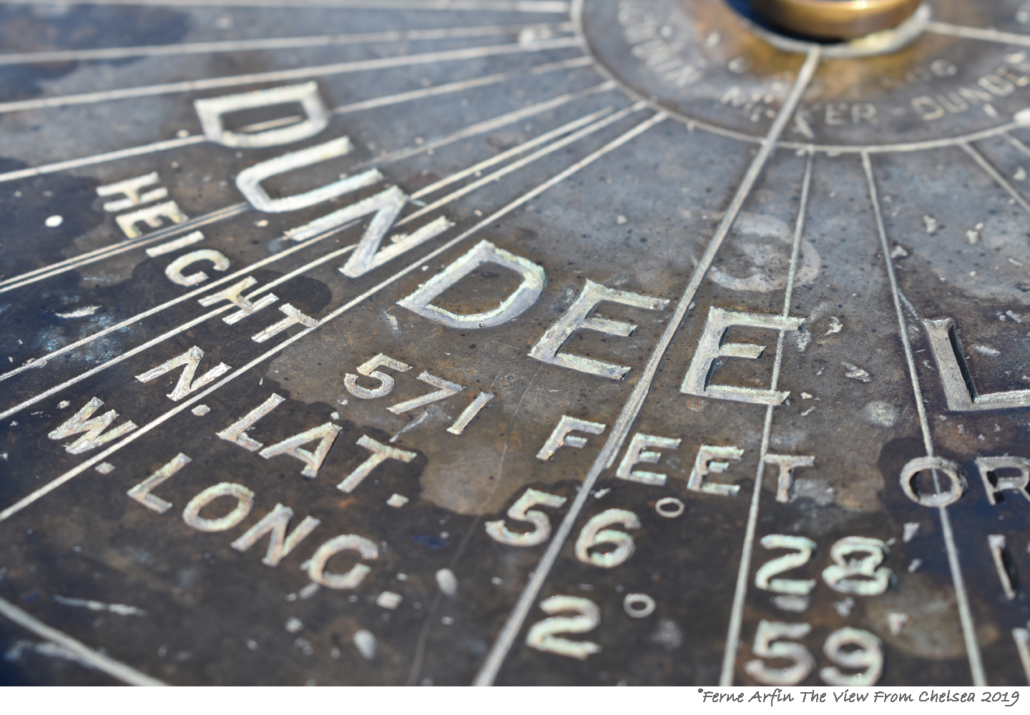 Picture of Dundee orientation table on The Law #dundee #scotland #uk #directions #orientation #graffic #latitide #longitude, bronze #weathered