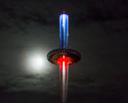 BA i360 with red and blue lights