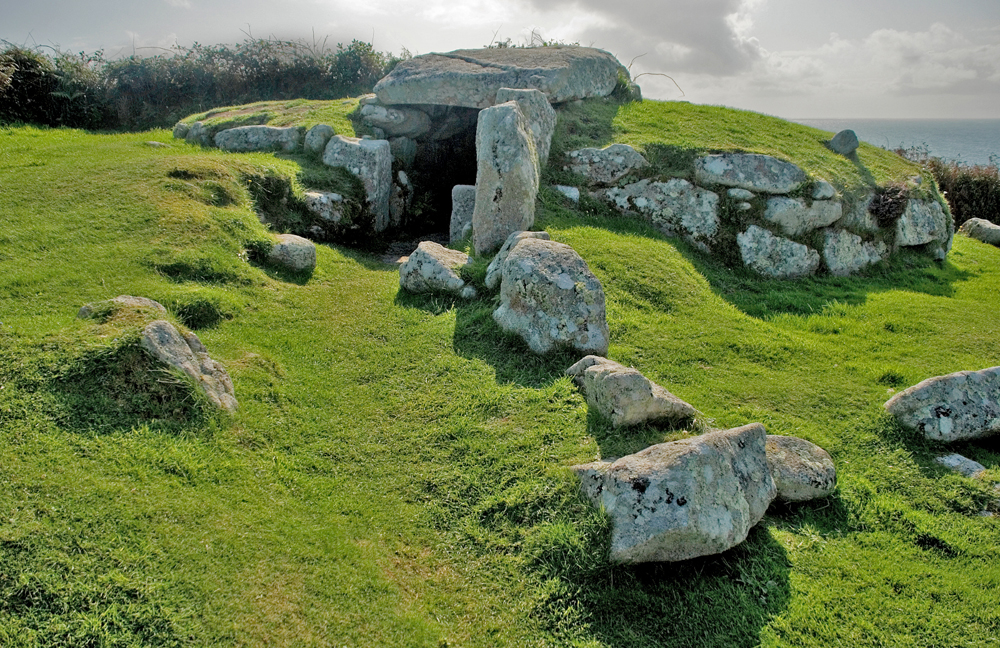 Bronze Age monument, Bant's Carn, Scilly, prehistoric entrance grave, England, UK, ruins,, English Heritage