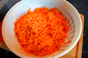 Bowl of grated carrots
