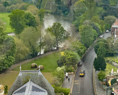 View of Avon and Shakespeare's church from Tower at RST