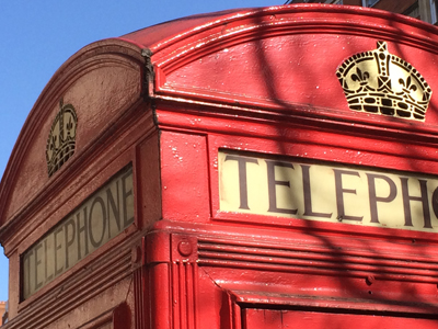 Closeup of Red Telephone box.